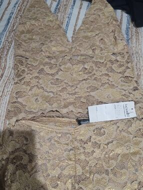 Gold Floral Lace Overlay